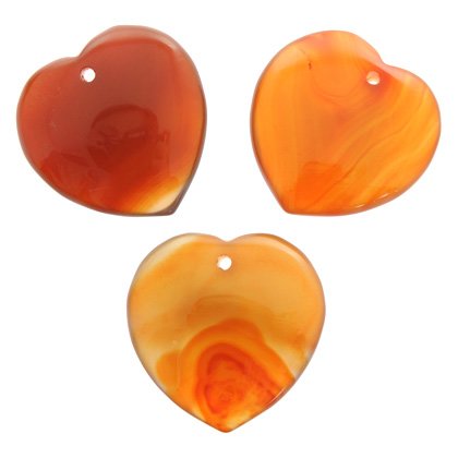 Front Drilled Carnelian Hearts - 40mm