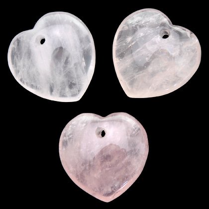 Front Drilled Rose Quartz Hearts - 30mm