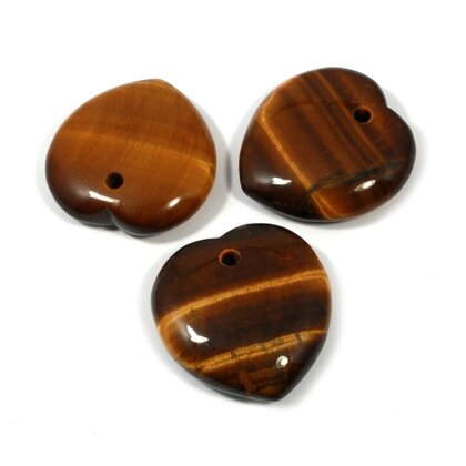 Front Drilled Tiger Eye Hearts - 30mm