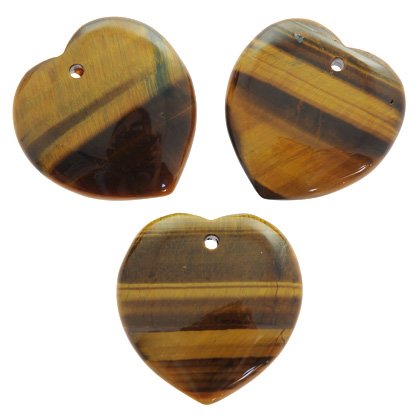 Front Drilled Tiger Eye Hearts - 40mm
