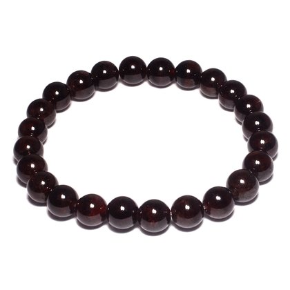 Garnet 8mm Round Bead Bracelet