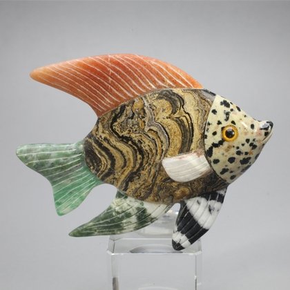 Gemstone Fish Carving ~79x66mm