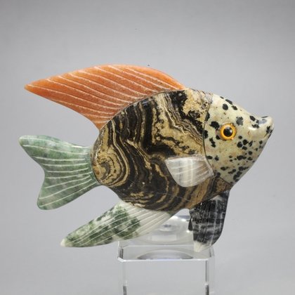 Gemstone Fish Carving ~80x64mm