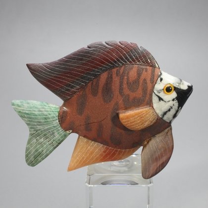 Gemstone Fish Carving ~80x69mm