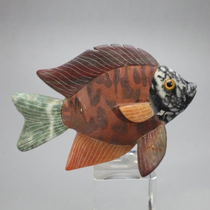 Gemstone Fish Carving ~89x65mm