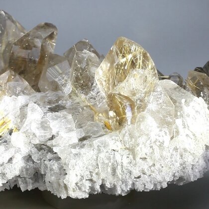 Gold Rutile Quartz Crystal Cluster ~123 x 55mm