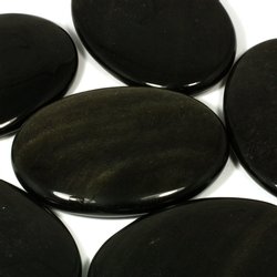 Gold Sheen Obsidian Palm Stone ~70x50mm