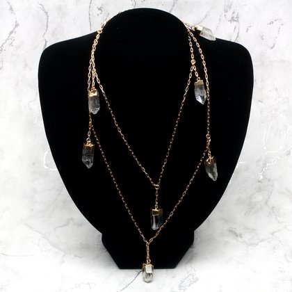 Gold Wrap Chain with 7 Raw Quartz Charms