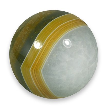 Golden Green Banded Agate Crystal Sphere ~4.5cm