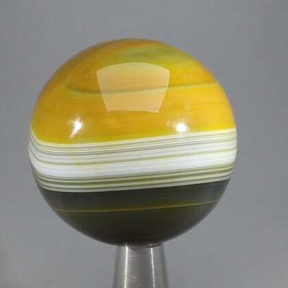 Golden Green Banded Agate Crystal Sphere ~40mm