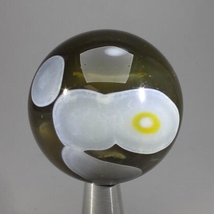 Golden Green Banded Agate Crystal Sphere ~40mm