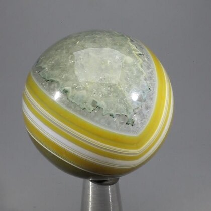 Golden Green Banded Agate Crystal Sphere ~40mm
