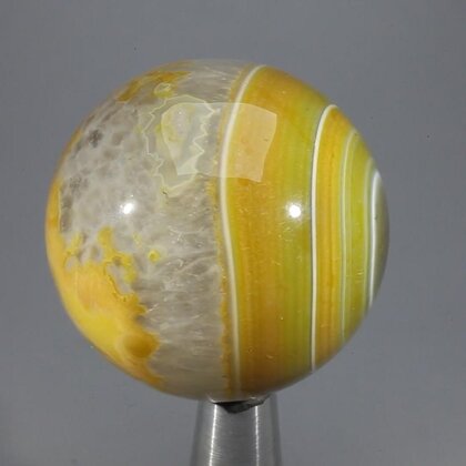 Golden Green Banded Agate Crystal Sphere ~40mm