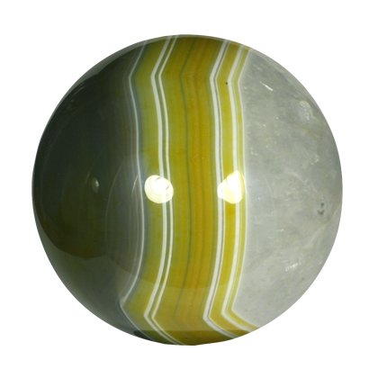Golden Green Banded Agate Crystal Sphere ~5.5cm