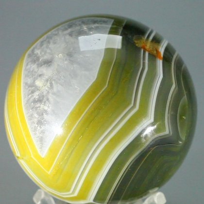 Golden Green Banded Agate Crystal Sphere ~55mm