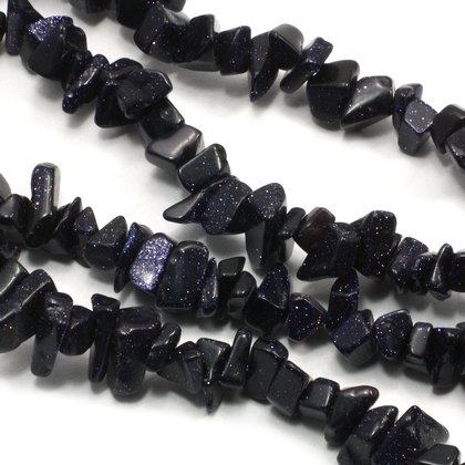 Goldstone Blue Gemstone Chip Necklace ~ 35"