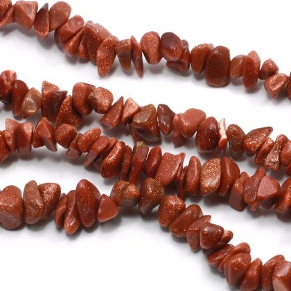 Goldstone Red Gemstone Chip Necklace ~ 35"