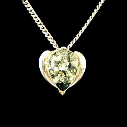 Green Amber Crystal Heart Pendant  - 16mm