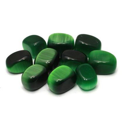 Green Cats Eye Tumble Stone - Synthetic