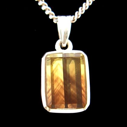 Green Gold Phantom Quartz & Silver Pendant - 16mm