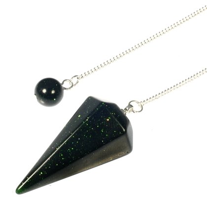Green Goldstone Crystal Pendulum
