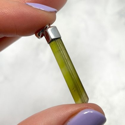 Green Tourmaline Healing Crystal Pendant ~35mm