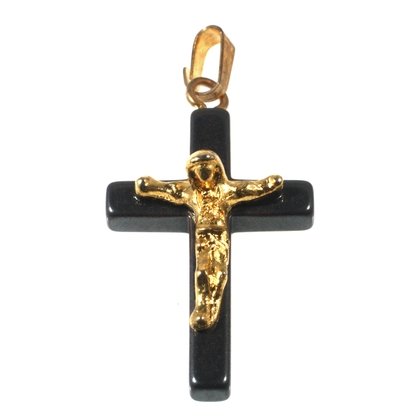 Hematite Crucifix Pendant - 22mm