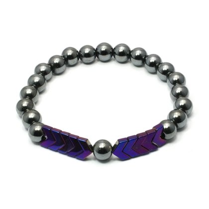 Hematite Crystal Bracelet - Purple Arrows