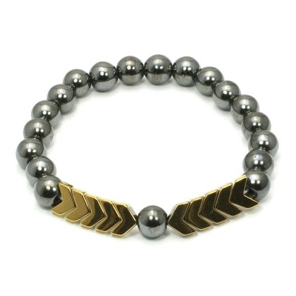 Hematite Crystal Bracelet - Gold Arrows