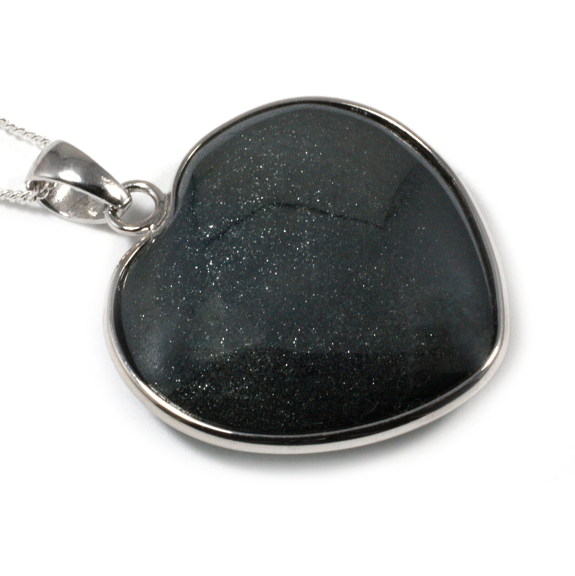 Hematite Silver Rim Heart Pendant
