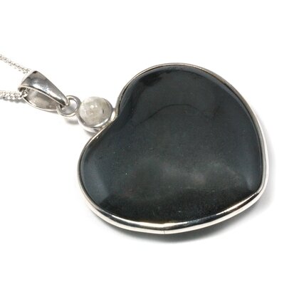Hematite Moonstone Heart Pendant 35mm
