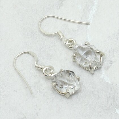 Herkimer Diamond 925 Silver Drop Earrings ~14mm