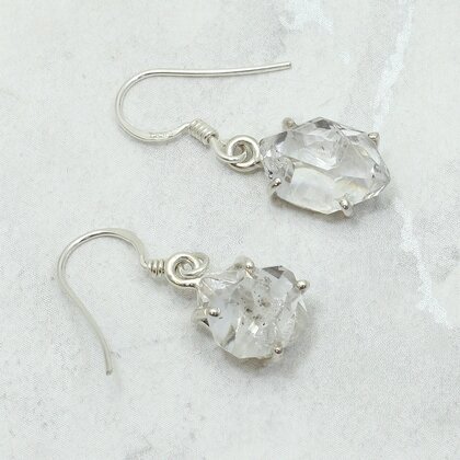 Herkimer Diamond 925 Silver Drop Earrings ~15mm