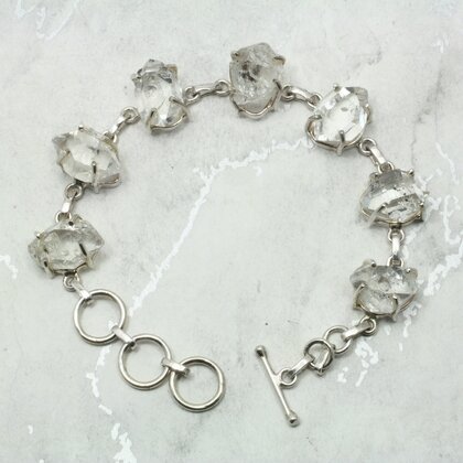 Herkimer Diamond & 925 Sterling Silver Bracelet (length 205mm)