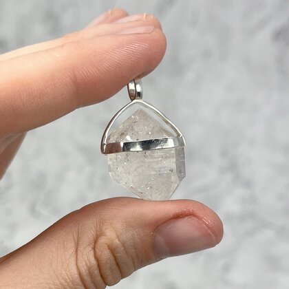 Herkimer Diamond Healing Crystal 925 Silver Pendant  ~25mm