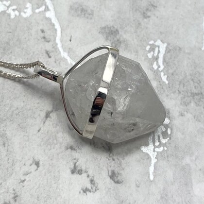 Herkimer Diamond Healing Crystal 925 Silver Pendant  ~25mm