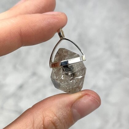 Herkimer Diamond Healing Crystal 925 Silver Pendant  ~25mm