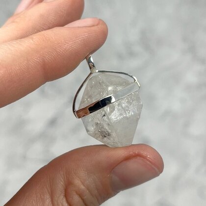 Herkimer Diamond Healing Crystal 925 Silver Pendant  ~25mm