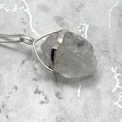 Herkimer Diamond Healing Crystal 925 Silver Pendant  ~26mm