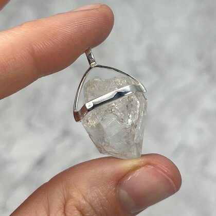 Herkimer Diamond Healing Crystal 925 Silver Pendant  ~26mm