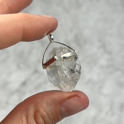 Herkimer Diamond Healing Crystal 925 Silver Pendant  ~26mm