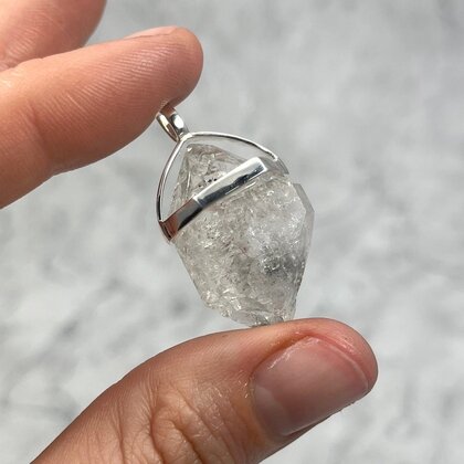 Herkimer Diamond Healing Crystal 925 Silver Pendant  ~30mm
