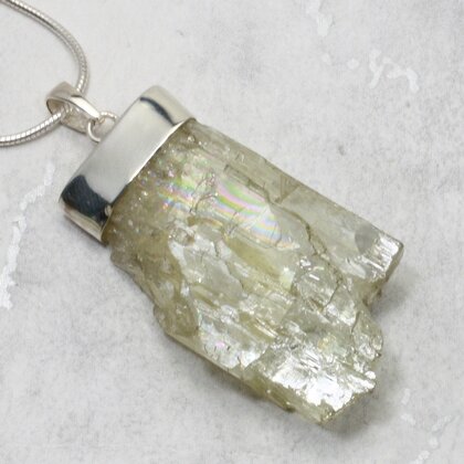 Hiddenite Healing Crystal 925 Silver Pendant ~38mm