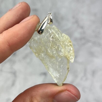 Hiddenite Healing Crystal 925 Silver Pendant ~42mm