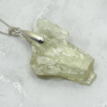 Hiddenite Healing Crystal 925 Silver Pendant ~42mm