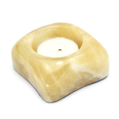 Honey Calcite Shallow Tealight Candle Holder
