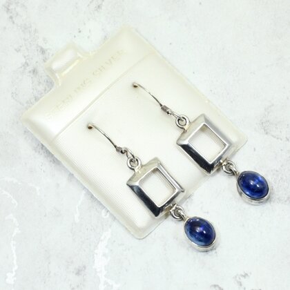 Iolite 925 Silver Drop Earrings ~27mm