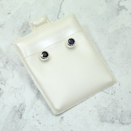 Iolite 925 Silver Faceted Stud Earrings ~4mm