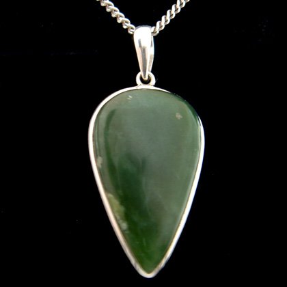 Jade & Silver Pendant  Drop 37mm