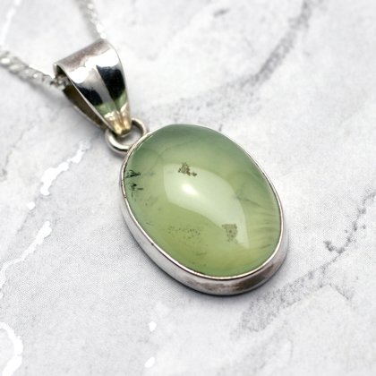 Jade & Silver Pendant - Oval 25mm